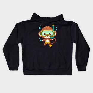 Cute monkey Snorkeling Kids Hoodie